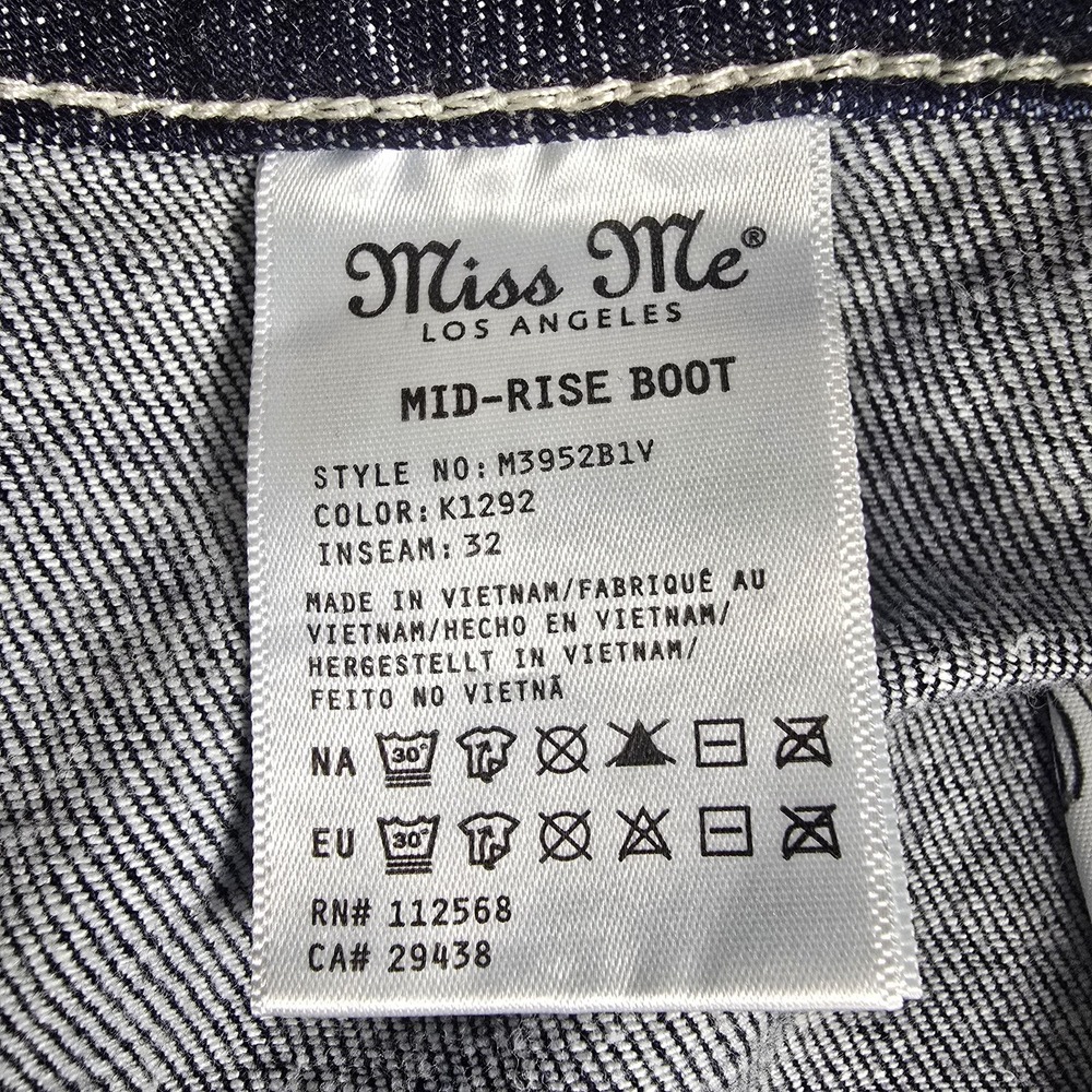 Miss Me Jeans Womens 33x32 Blue Mid Rise Bootcut Embroidered Denim Western NWT - Picture 14 of 15